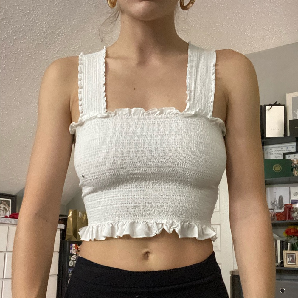 white smocked top
